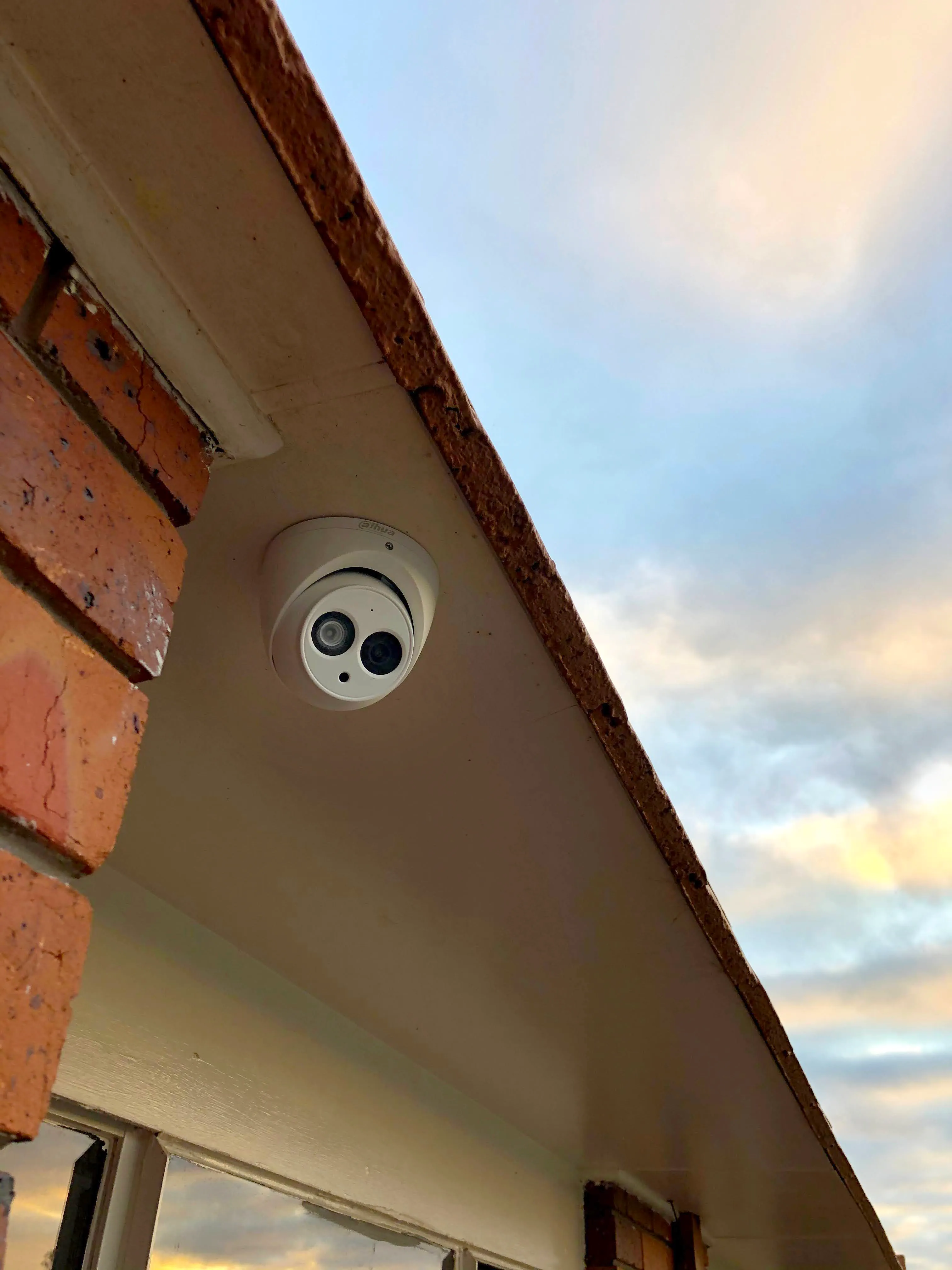 A CCTV camera installed under the eave of a North-West Tasmanian home