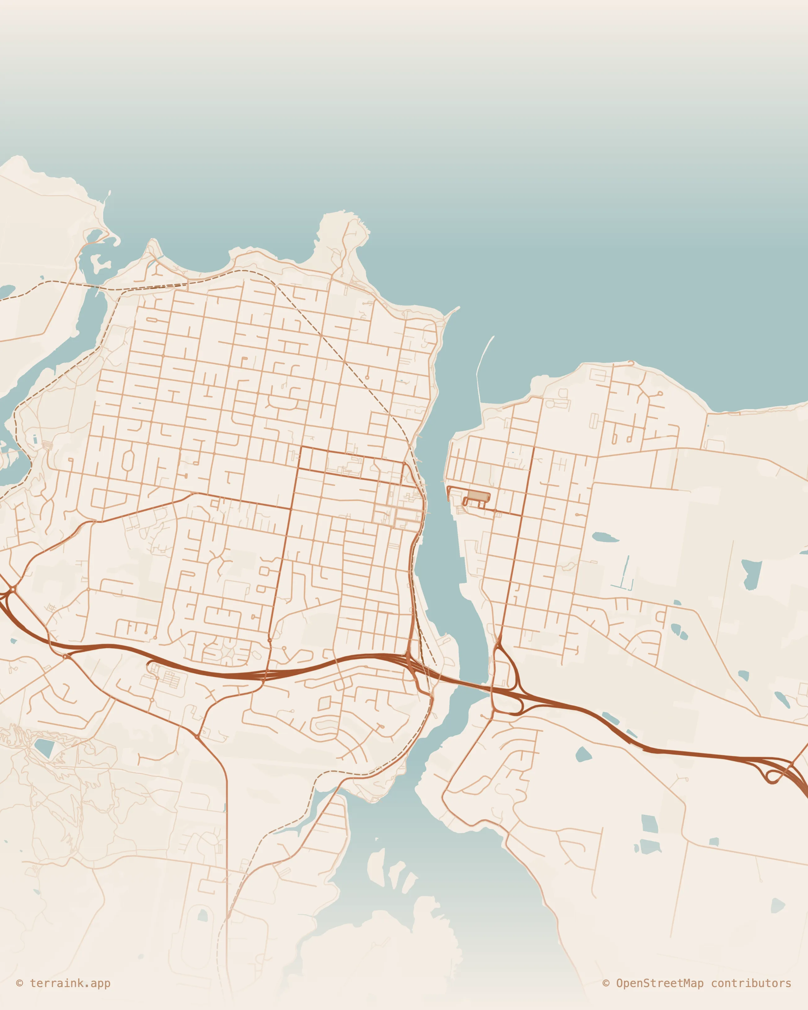 Street map of Devonport and its suburbs, North-West Tasmania