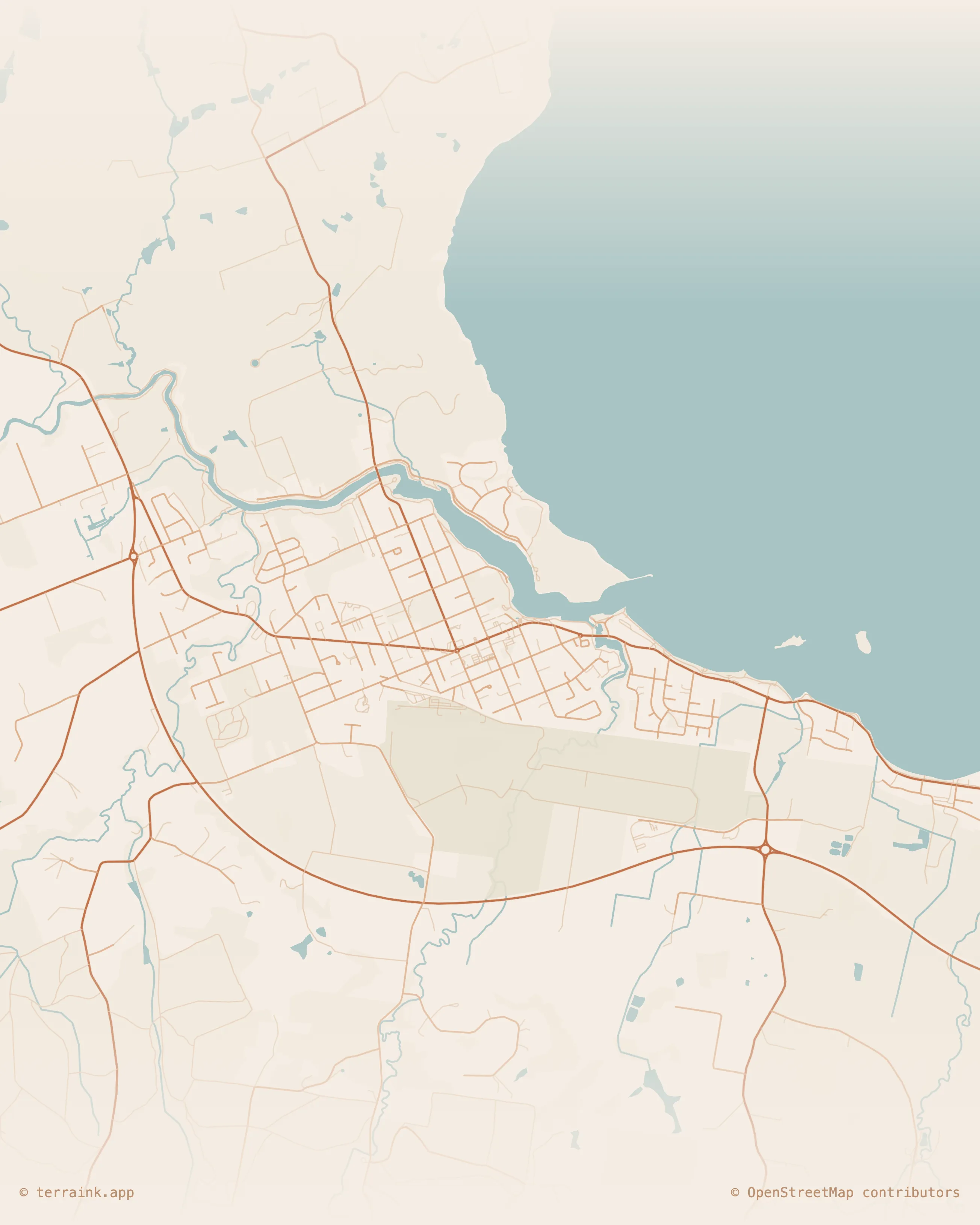 Street map of Wynyard and its suburbs, North-West Tasmania